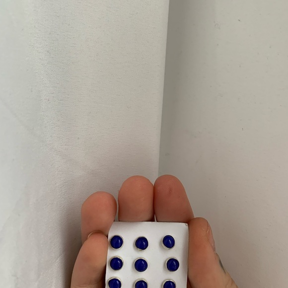 silver stud earrings boucles d'oreilles argent pierre semie precieuse - Picture 3 of 4